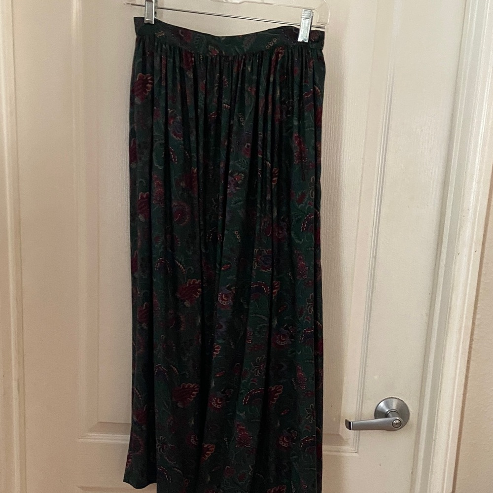Charter Club Green and Red Floral Maxi Skirt